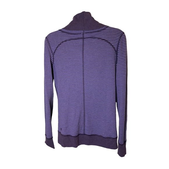 Lululemon Reversible Pullover Long Sleeve Purple Stripe In A Cinch Cowl Neck Sz4 - Picture 9 of 10